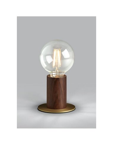 Lampe de table minimaliste KOPA en laiton mat et bois de noyer, douille E27 (non incluse)