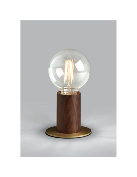 Lampe de table minimaliste KOPA en laiton mat et bois de noyer, douille E27 (non incluse)