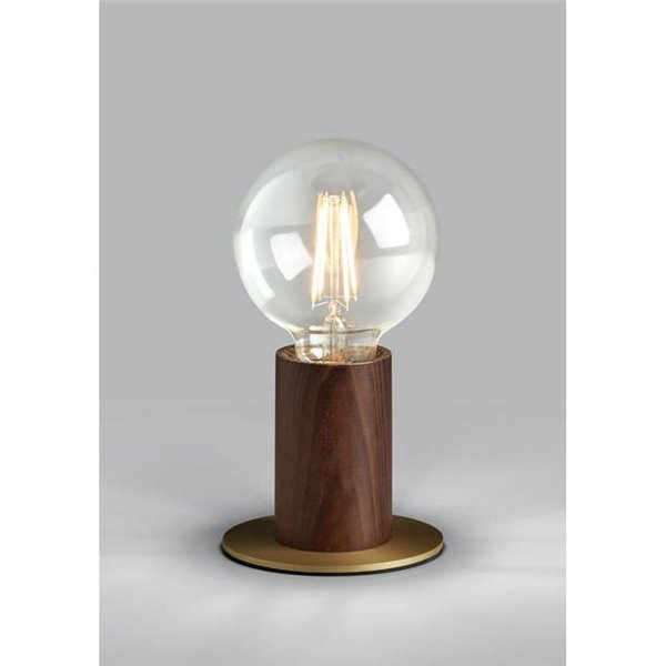 Lampe de table minimaliste KOPA en laiton mat et bois de noyer, douille E27 (non incluse)