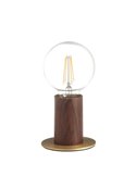 Lámpara de sobremesa minimalista KOPA latón mate y madera nogal E27 (no incl.)