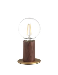 Luminária de mesa minimalista KOPA em latão fosco e madeira de nogueira, soquete E27 (não incluído)