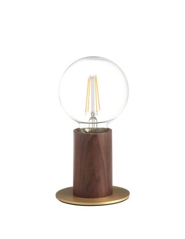 Lampe de table minimaliste KOPA en laiton mat et bois de noyer, douille E27 (non incluse)