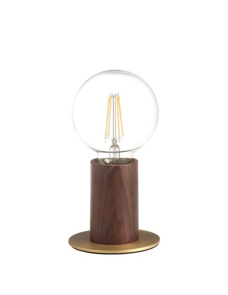 Lampe de table minimaliste KOPA en laiton mat et bois de noyer, douille E27 (non incluse)