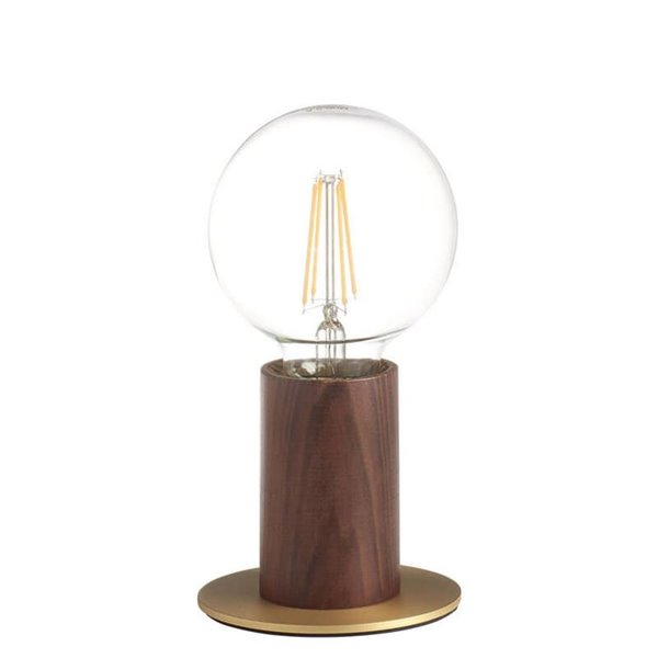 Lámpara de sobremesa minimalista KOPA latón mate y madera nogal E27 (no incl.)