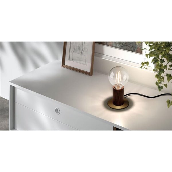 Candeeiro de mesa minimalista KOPA, preto e madeira natural, E27 (não incluído)