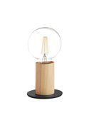 Lámpara de sobremesa minimalista KOPA negro y madera natural E27 (no incl.)