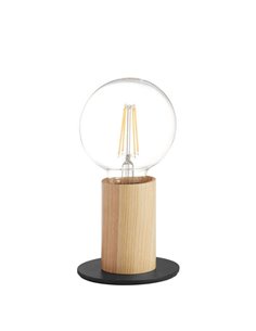 Lámpara de sobremesa minimalista KOPA negro y madera natural E27 (no incl.)