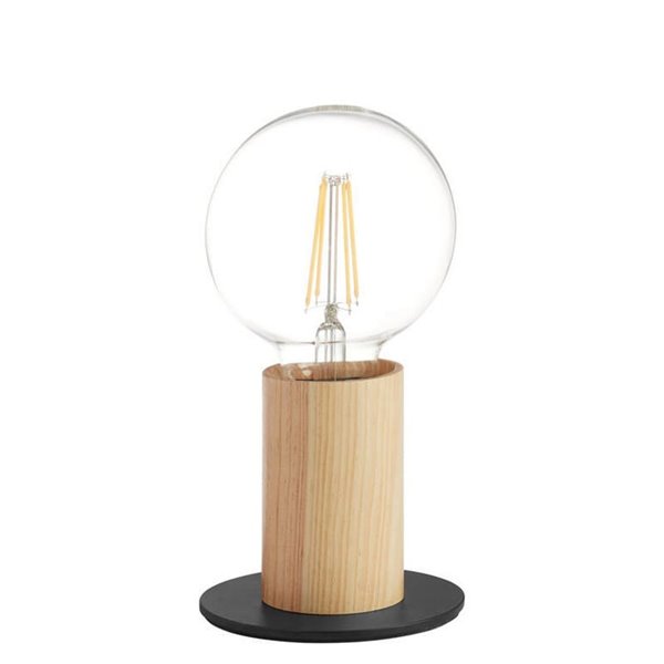 Lámpara de sobremesa minimalista KOPA negro y madera natural E27 (no incl.)