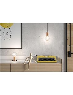 Lámpara de sobremesa minimalista KOPA negro y madera natural E27 (no incl.) 2