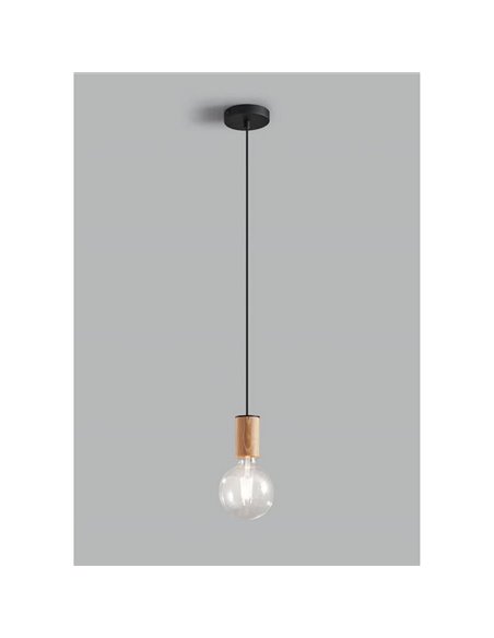 Lámpara colgante minimalista KOPA latón mate y madera nogal E27 (no incl.)