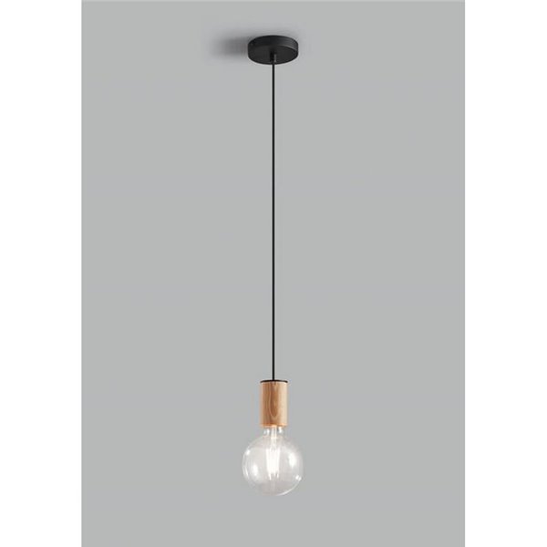 Lámpara colgante minimalista KOPA latón mate y madera nogal E27 (no incl.)