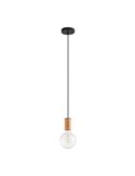 Lámpara colgante minimalista KOPA latón mate y madera nogal E27 (no incl.)