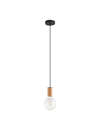 Lámpara colgante minimalista KOPA latón mate y madera nogal E27 (no incl.)