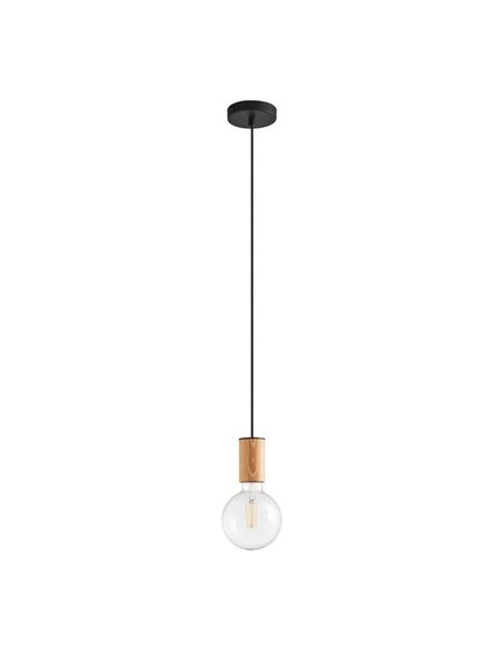 Lámpara colgante minimalista KOPA latón mate y madera nogal E27 (no incl.)
