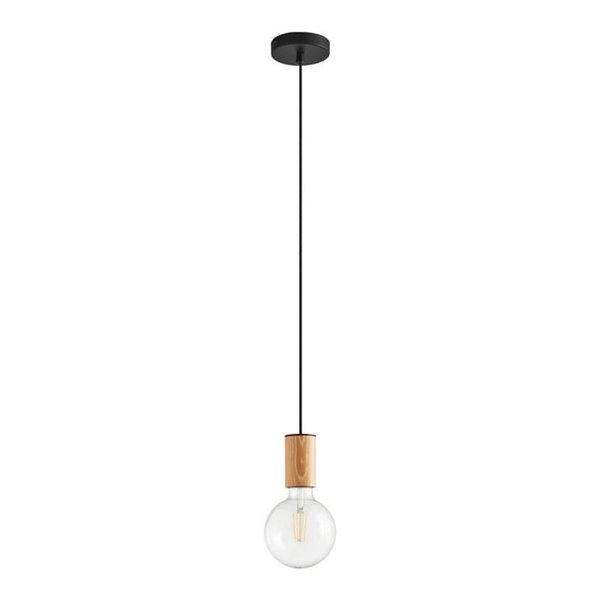 Lámpara colgante minimalista KOPA latón mate y madera nogal E27 (no incl.)