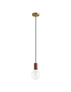 Lámpara colgante minimalista KOPA negro y madera natural E27 (no incl.)