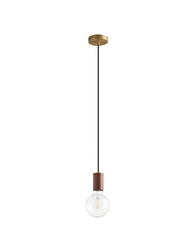 Lámpara colgante minimalista KOPA negro y madera natural E27 (no incl.)