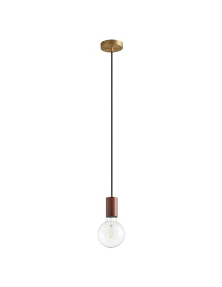Lámpara colgante minimalista KOPA negro y madera natural E27 (no incl.)