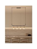 Lámpara de techo colgante con 4 puntos de luz E27 KOPA negro mate y madera natural