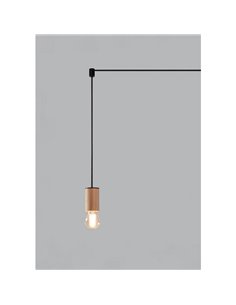 Lámpara colgante KOPA para base múltiple negra y madera natural E27 (no incl.) 2