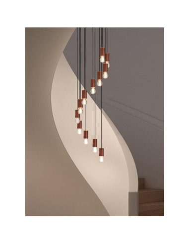 Lámpara colgante KOPA para base múltiple negra y madera natural E27 (no incl.)