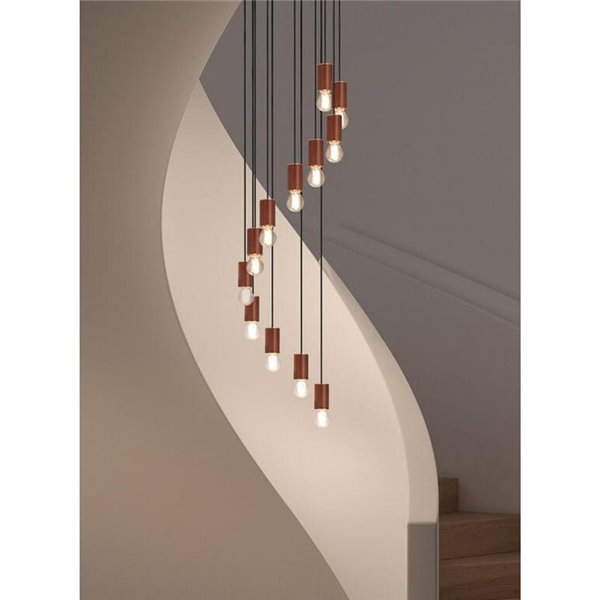 Lámpara colgante KOPA para base múltiple negra y madera natural E27 (no incl.)