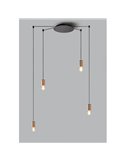 Lámpara colgante KOPA para base múltiple negra y madera natural E27 (no incl.)
