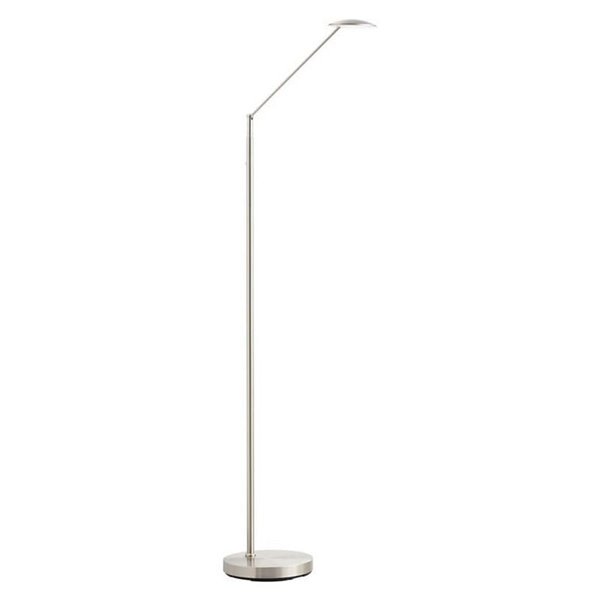 Luminária de chão LED DAPHNE R 9W CCT 2700K-4000K cromada fosca, com cabeça de leitura ajustável.