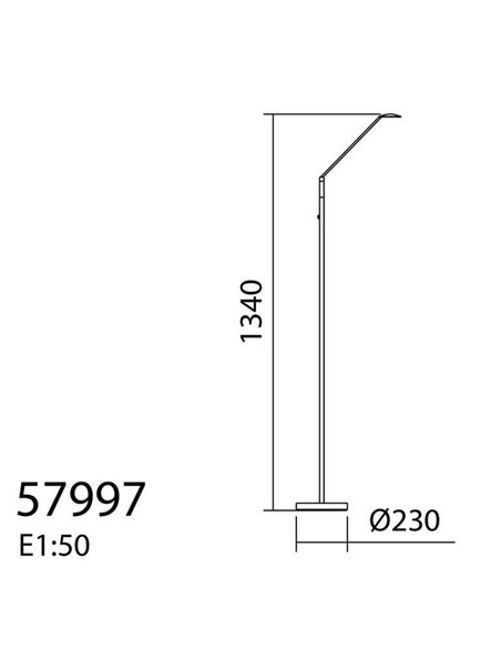 Lampadaire LED DAPHNE R 9W CCT 2700K-4000K, finition chrome mat, tête de lecture orientable