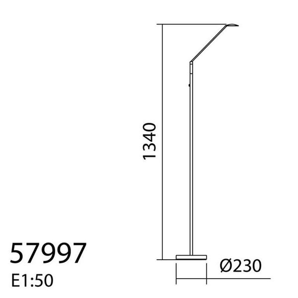 Lámpara de pie LED cromo mate DAPHNE R 9W CCT 2700K-4000K, cabezal lector móvil