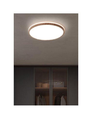 Luminária de teto LED preta OSONA Ø32cm, 26+6W 3000lm+600lm, seletor de CCT e intensidade.