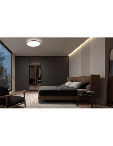 Plafón de techo LED negro OSONA Ø32cm, 26+6W 3000Lm+600Lm selector CCT e intensidad