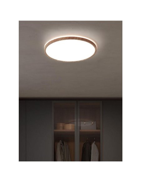 Luminária de teto LED preta OSONA Ø32cm, 26+6W 3000lm+600lm, seletor de CCT e intensidade.