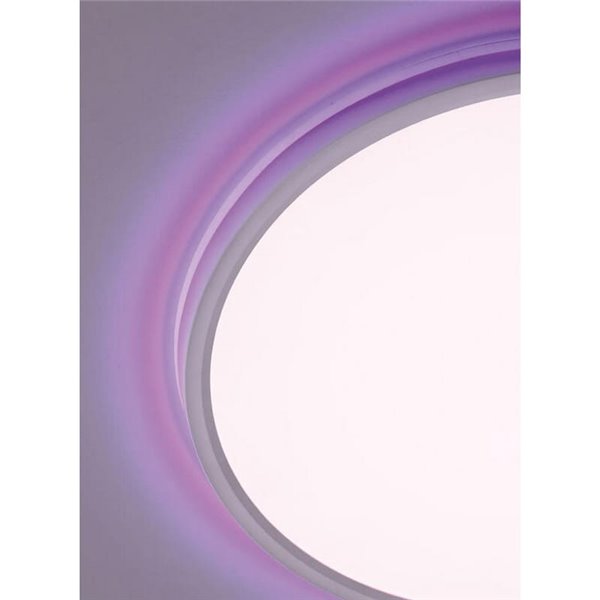 Luminária de teto LED OSONA, branca, Ø60, 50+12W, 5000+1200 lm, CCT e RGB, com controle remoto.