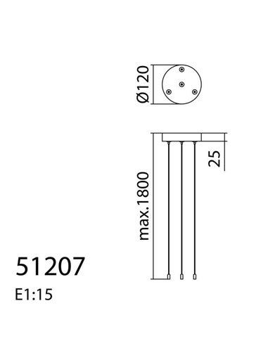 Accesorio colgante para plafón LED OSONA blanco Ø12cm, max 180cm de largo