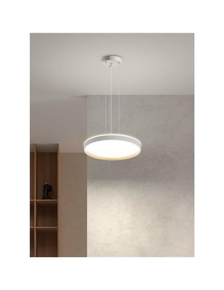 Luminária pendente de teto LED preta OSONA, Ø12cm, comprimento máximo de 180cm.