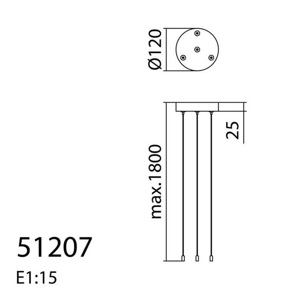 Accesorio colgante para plafón LED OSONA negro Ø12cm, max 180cm de largo