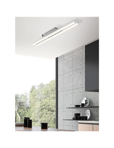 Plafón de techo lineal LED KUSI cromo mate 2x16W 3280Lm, 60cm 4000K