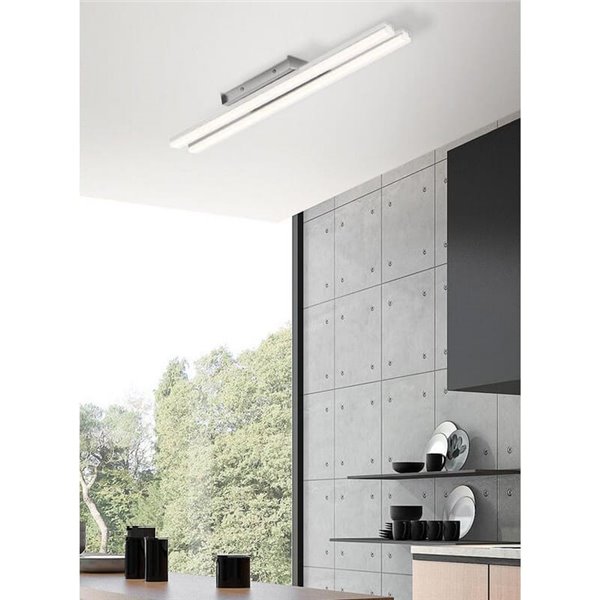 Plafón de techo lineal LED KUSI cromo mate 2x16W 3280Lm, 60cm 4000K