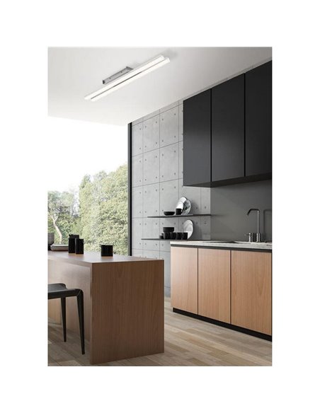 Luminária de teto linear LED KUSI, cromada fosca, 2x16W, 3280lm, 60cm, 4000K