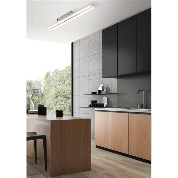 Plafón de techo lineal LED KUSI cromo mate 2x16W 3280Lm, 60cm 4000K