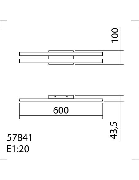 Plafón de techo lineal LED KUSI cromo mate 2x16W 3280Lm, 60cm 4000K