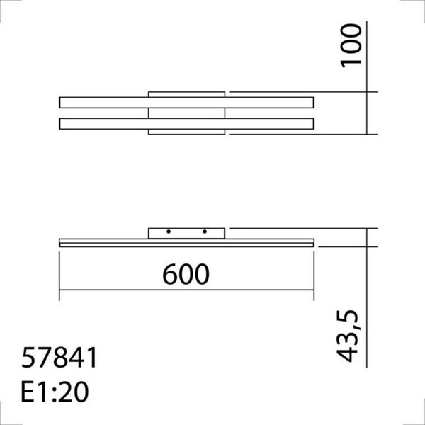 Plafón de techo lineal LED KUSI cromo mate 2x16W 3280Lm, 60cm 4000K