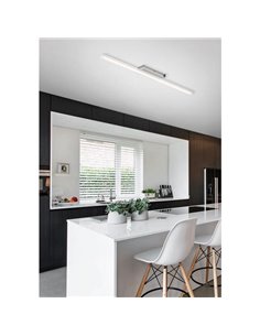 Plafón de techo lineal LED KUSI cromo mate 20W 2200Lm, 75cm 4000K 2