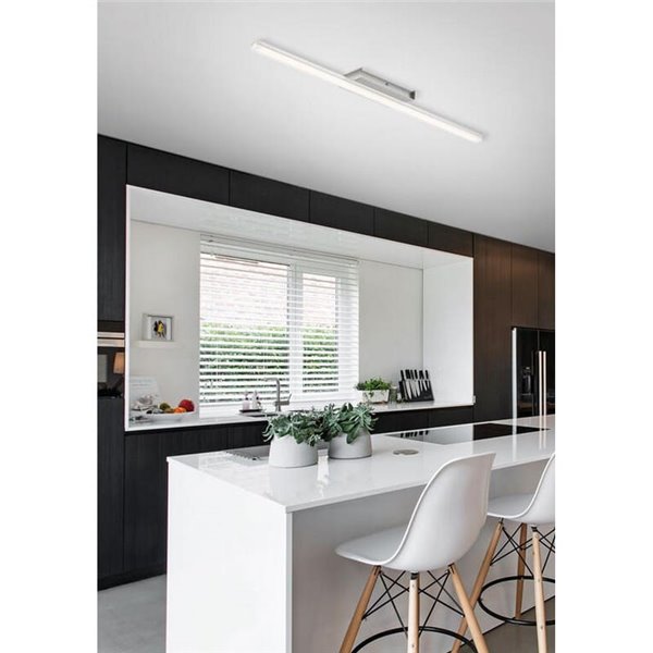 Plafonnier linéaire LED KUSI, chrome mat, 20 W, 2200 lm, 75 cm, 4000 K