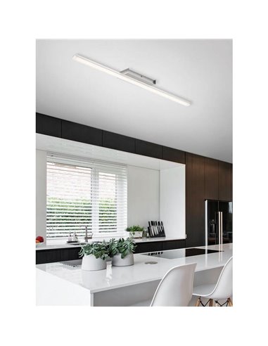 Plafonnier linéaire LED KUSI, chrome mat, 20 W, 2200 lm, 75 cm, 4000 K