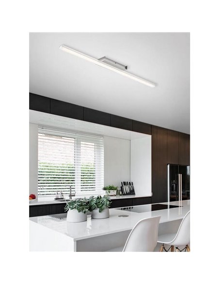 Plafón de techo lineal LED KUSI cromo mate 20W 2200Lm, 75cm 4000K