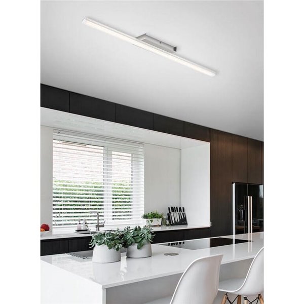 Plafón de techo lineal LED KUSI cromo mate 20W 2200Lm, 75cm 4000K