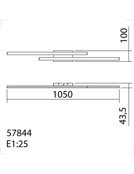 Plafón de techo lineal LED KUSI cromo mate 2x20W 4090Lm, 105cm 4000K/5000K