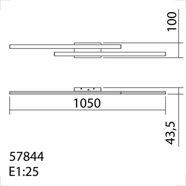 Plafón de techo lineal LED KUSI cromo mate 2x20W 4090Lm, 105cm 4000K/5000K